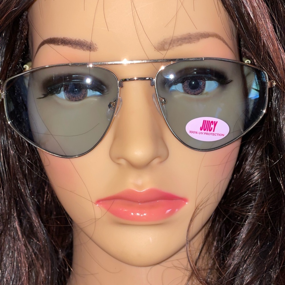 JUICY COUTURE Zillion Sunglasses In Shiny Gold Blue Lenses